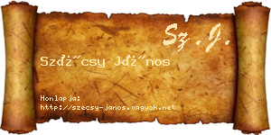 Szécsy János névjegykártya