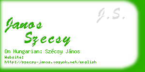 janos szecsy business card