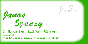 janos szecsy business card
